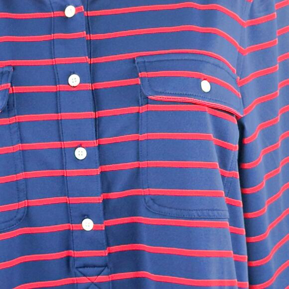 Vineyard Vines Performance Margo UPF50 Shirt Striped Dress 3/4 Sleeve Red Blue L - Picture 5 of 8